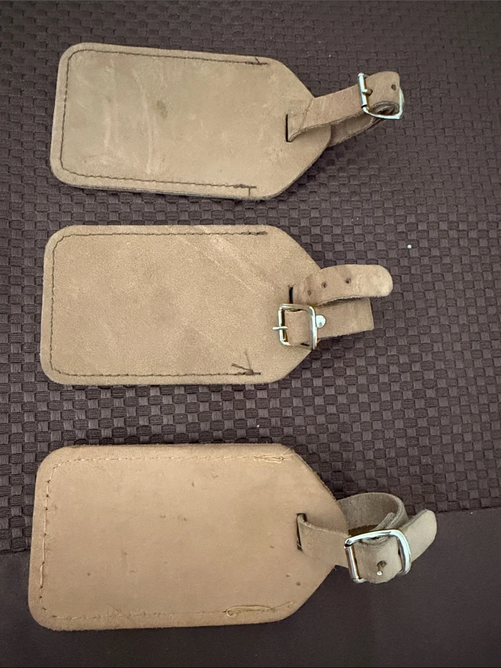 Vintage Delta Tan Leather Luggage Tag - Set of 3